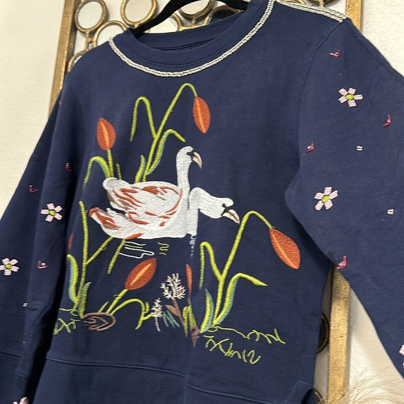 Anthropologie Swan Lake Embroidered Sweatshirt size Small - Picture 7 of 7